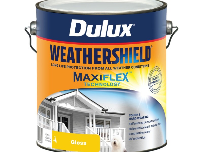 Exterior Dulux Weathershield Water Based Paint 4L Gloss Whit