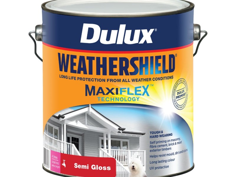 Exterior Dulux Weathershield Water Based Paint 4L Semi Gloss